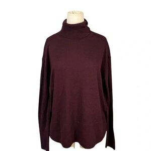 EVERLANE - Burdgundy 100% Wool Blend   long Sleeve Blouse in Sz Medium